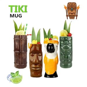 Tiki Mugs Ceramic Set Halloween Handmade Creativity Decoration Cocktail Mugs Glasses Drinks Cups Hawaiian Party Barware 240327