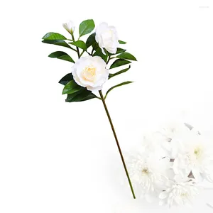 Flores decorativas Decoração de casamento Faux Gardenia Flor Artificial Dining Table Simulation