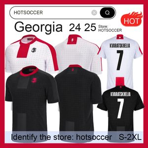 Georgia Soccer Jersey Kvaratskhelia 2024 Euro Puchar Wyspy Narodowa Drużyna narodowa domowe koszulki piłkarskie Kit Chakvetadze Davitashvili Kvilitaia Mikautadze Zivzivadze