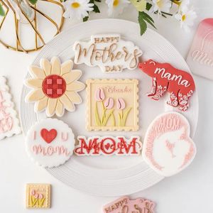 Calco stampi Mom Birthday Cutter e francobolli Happy Mother's Day Biscuit Biscuit Stampo Torta Dessert Decoration Strumenti Forniture