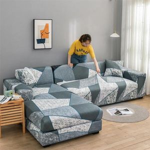 Sandalye toz geçirmez streç kanepe kapak oturma odası 1/2/3/4 Seater l şeklinde iki ev dekoru geometrik desen satın almak