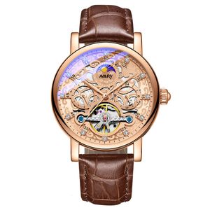 Nary/ Hot Selling Men's Leisure Sun, Moon, Stars, Dials, helautomatisk mekanisk klocka