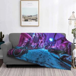 Blankets Snow Covered Japanese Street Latest Super Soft Warm Light Thin Blanket Tokyo Japan Night Plant Nature Green Pink Blue