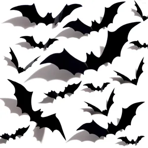 Party Decoration 24/36/60pcs Halloween Bat Wall Stickers Horror 3D Bats Removable Sticker For Home DIY Decal