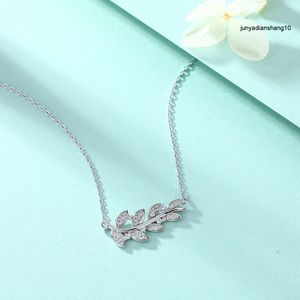New Silver Diamond Zircon Leaf Necklace with Female Crowd Design Collar Chain