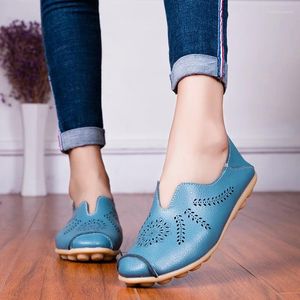 Casual Shoes Women Fashion Flat Soft Loafers Sneakers Round Toe Oxford Comfortable Genuine Leather Plus Size 35-44