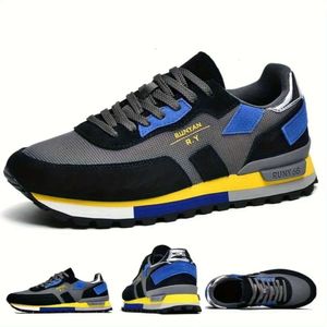Sports Top Comfy Non-slip Men's Sneakers for Outdoor Activities - Trendy Color Block Design with Soft Sole Outdoor