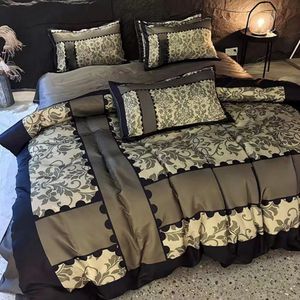 Bedding Designer bedding sets Light luxury Deluxe double-sided ice silk four-piece bedclothes Hotel style Homestaystudents three-piece quilt set sheet