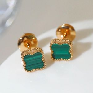 Svart minidesigner Pearl V-Gold Four-Leaf For Women Senior Classic New Clover Light Earrings Sier Gold Earrings