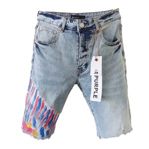 lila jeans korta män korta designer jeans raka hål