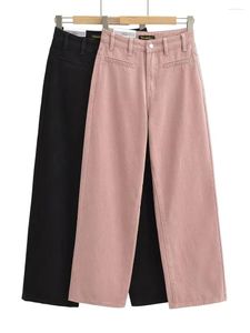 Women's Jeans Dirty TVVOVVIN 2024 Pink For Women In Loose Fitting High Waisted Floor Mop Straight Leg Wide Pants KINU