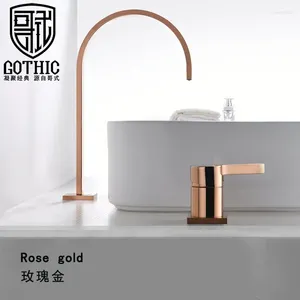 Rubinetti del lavandino da bagno Minimalismo Stile rubinetto rosa mazzo montato montato a singola maniglia nera cromata a cascata diffusa a cascata mixer tocco