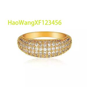 Luxury Sparkle Waterproof Jewelry Stainless Steel 18K Gold Plated Chunky Micro Pave Diamond Dome Rings for Women