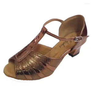 Sapatos de dança Bronze Latin Shoe for Women Personalizado Lady Socials Party Open Toe Ballroom Salsa