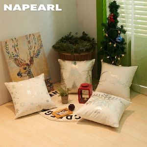 Pillow NAPEARL White Christmas Cover Xmas Snow Winter Decoration Throw Cases Home Decor 45x45cm 1PC