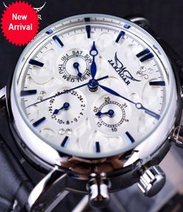 Jaragar Blue Sky Series Design elegante de couro genuíno Strap machos de pulso relógio masculino Top Brand Luxo Relógio Men Automatic8360356