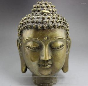 Dekorativa figurer Kopparstaty Antik Diverse Collection Crafts Partihandel Mässing Hand snidad jätte Buddha -huvudprydnader