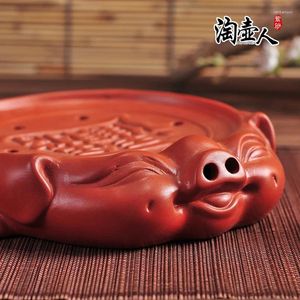 Tea Trays Lucky Pig Chapan Household Mini Taiwan Dry Foam Water Storage Ceramic Sets Pot Bearing Simple Trumpet