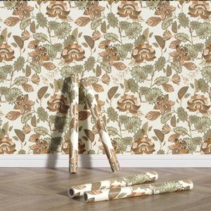 Wallpapers Gold Leaf Peel And Stick Wallpaper Retro Floral Self-adhesive Waterproof PVC Home Decor Watercolor Flower Cabinet