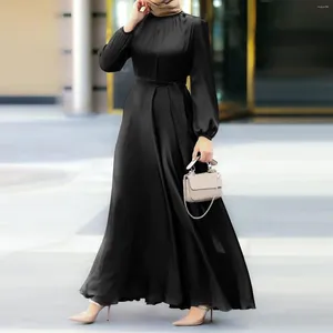 Ethnische Kleidung muslimische Maxikleider für Frauen Araber Einfacher loser solider eleganter Dubai Türkei Islamische Temperament Ebene Abayas Frauen