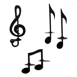 Candle Holders Music Symbol Wall Decor 4 Pcs Iron For Living Room Note Candlestick Sconce Art Musical