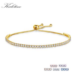 Strands Kaletine Charms Bracelets for Women 925 Sterling Silver Blue Pink White CZ Tennis Beds Link Rose Gold Luxury Mens Jóias 18 