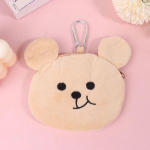 Storage Bags 1pc Portable Cartoon Cute Plush Bear Zipper Coin Purse Earphone Bag Three-dimensional Wallet Backpack Pendant Decoration