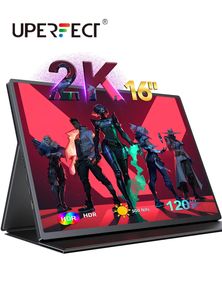 UPERFECT 16 2K Portable Monitor 2560*1600 16 10 100%SRGB 500CD/M² 120Hz Gaming Display för Xbox PS5 Switch Laptop Mac Phone 240327