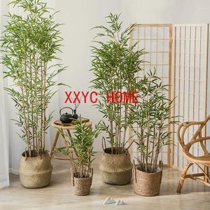 Decorative Flowers 70-150cm Large Artificial Bamboo Tree Silk Plants Leaves Tropical Tall Potted For Home Living Room Garden Corridor Decor