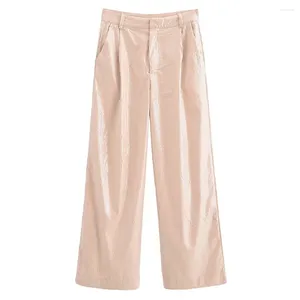 Women's Pants 2024ZAR Spring/Summer Product Selling Fashion Loose And Versatile Beaded Casual