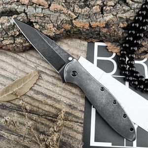 KS 1660 Ken Onion Leek Flipper folding Pocket Knife Stone Washingハンドル戦術的な屋外狩猟サバイバルEDCマルチツールキャンプフルーツナイフ