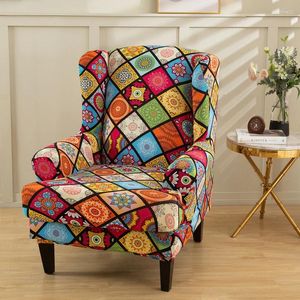 Chair Covers Flower Print Wing Cover Spandex Stretch Slipcovers Non-slip Armchair Sofa For Living Room Fundas De
