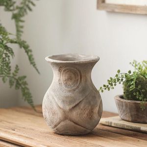 Vases Log Wind Paulownia Wood Vase Desk Decoration Living Room Adornment Flower Arrangement Modern Home Accessories