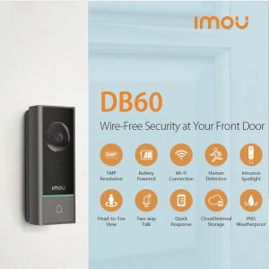 Doorbells IMOU 5MP Camera Doorbell Kit Wireless DB60 Smart Home Peephole For Door Bell IP65 Outdoor Night Vision Human Detection