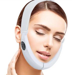 Verktyg EMS Double Chin Slimmer Face Lifting Device Portable Ansiktsskalformform Hine With Voice 6 Modes V Face Acupoints Massager