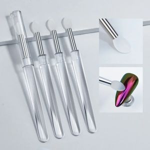 Nail Arts Silicone Applicator Sticks Reusable Chrome Glitter Applying Manicure Tool New Easy-Daub Pigment Silicone Nail Brush