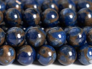 Loose Gemstones Night Sky Blue Sandstone Beads Synthetic Grade Gemstone Round Size Options 4/8/10/12mm For Jewelry Making