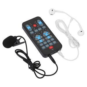 Microphones Mini Voice Changer Card 8 Sound Effects Support Multi Languages Beautification Handheld Sound Card for Mobile Phone Computer