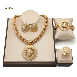 Bridal Gift African Beads Nigerian Wedding Jewelry Set Woman Fashion Dubai 18k Gold Plated Jewellery Sets Wholesale 240320