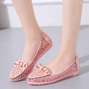 Casual Shoes Lightweight Soft Ballet Spring Women's Flat Sweet Bowknot Flower Loafers Fashion Breath Lace Mesh Flats Zapatos