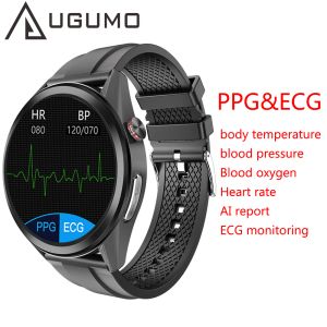 Saatler Ugumo Ecg Akıllı Saat Erkekler Kadınlar Vücut Sıcaklığı Fitness Tracker Akıllı IP68 Su Geçirmez Kan Basınçlı