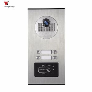 Intercom Yobang Security 4 Einheiten Apartment Video Intercom Video Tür Telefon Outdoor -Türklingel IR -Kamera mit Nachtsicht Can Reader Card