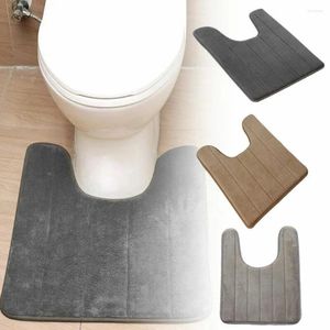 Bath Mats Washable U Shaped Non-Slip Bathroom Pad Rug Home Coral Fleece Pedestal Toilet Mat Water Absorbing 40 60cm