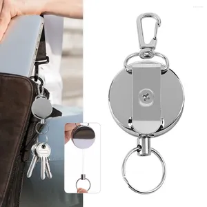 Hooks 1pc Resilience Stainless Steel Retractable Key Chain Recoil Elastic Keyring Heavy Duty Cord Wire Rope Decorative