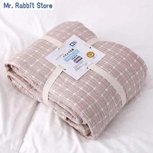 Cobertores colcha deputada respirável leito xadrez de roupas de cama de linho de verão home cobertor de gaze de gaze de algodão de algodão