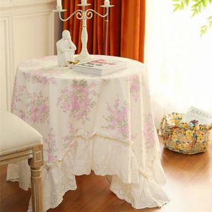 Tale da mesa French Rose Tonela de mesa de rosa bordada renda pura algodão Diningtable Sofá Capa Retro pastoral elegante decoração de casamento