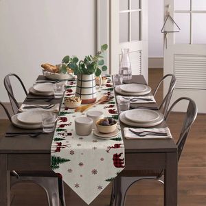 Choinka Snowflake Snowman Sołdnik Łoś Elk Table Runner Wedding Kitchen Kitchen Dining Stable Rok Dekoracja 240325