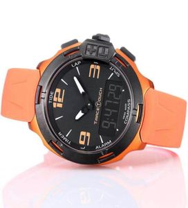 Whole T Race Touch T081 Screen Altimeter Compass Chrono Quartz Black Rubber Strap Deployment Clasp Orange Men Watch Wristwatch9161079