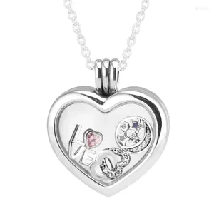 Catene fluttuanti collana di medaglione con 3pcs petite pacchetto fascino 925 collane a catena di gioielli in argento sterling pendenti per donne colletti