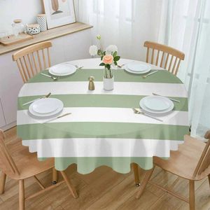 Table Cloth Green Stripes Waterproof Wedding Holiday Tablecloth Coffee Decor Cover